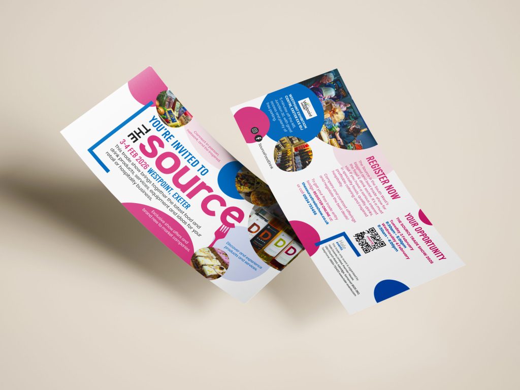 Hale Events, Source Trade Show 6 Page Leaflet Design by Design Hive, Somerset