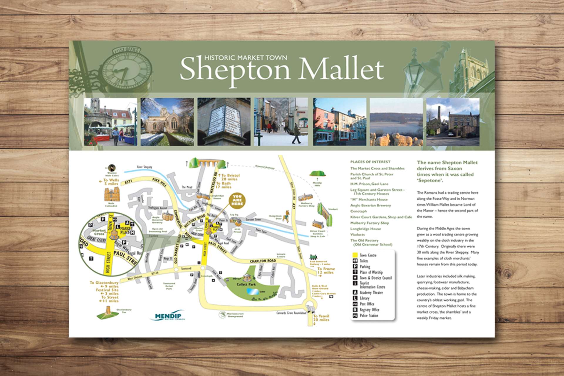 Mendip Council – Illustrated Town Map Panel Project by Design Hive